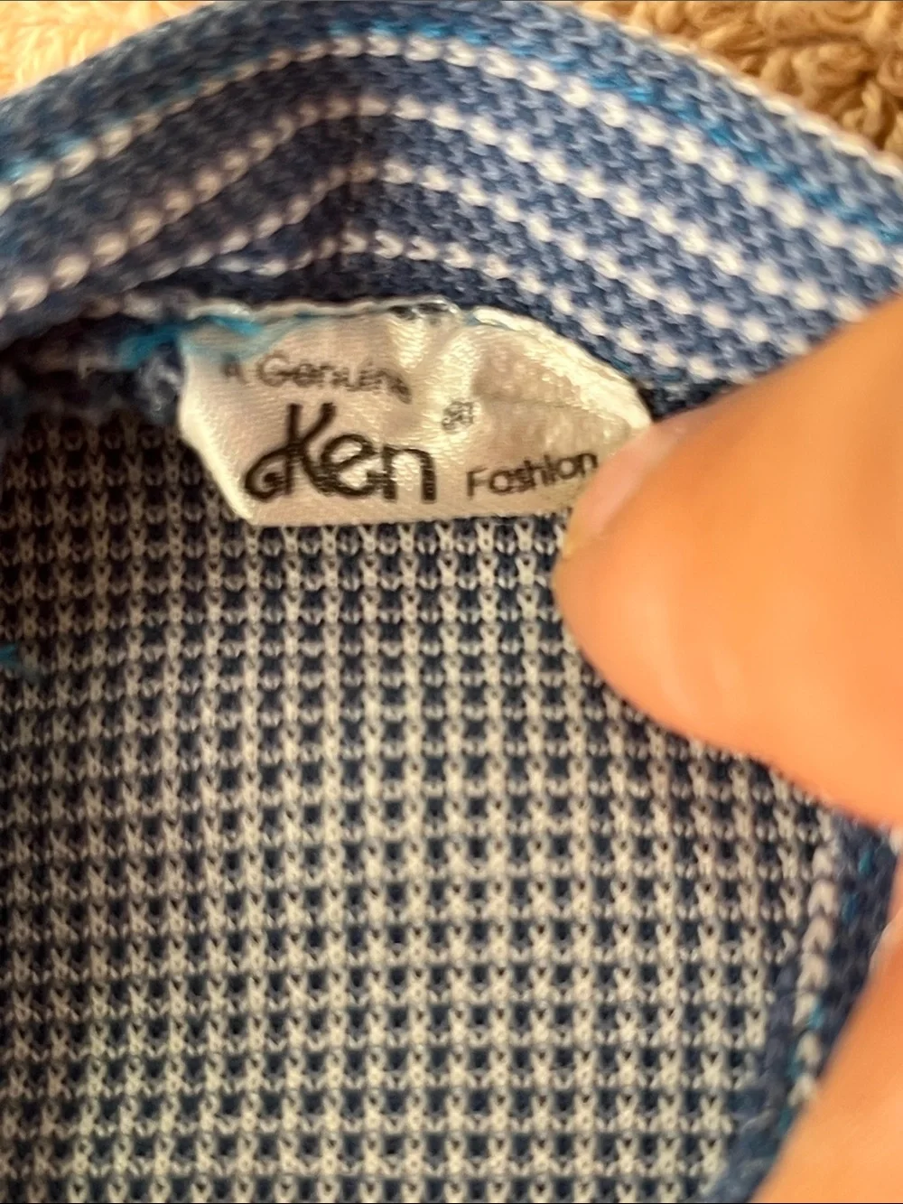 Blue Patterned Kids Doll Jacket with Yellow Pocket Accent